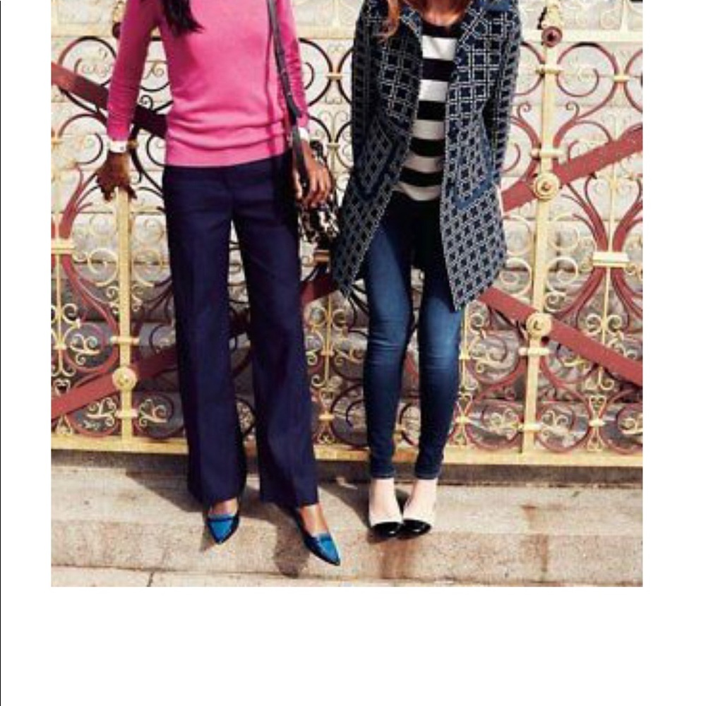 Boden wide leg linen cotton pants navy 2P westbourne